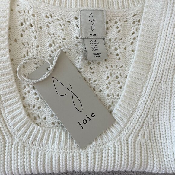 Joie White Knit Sweater Vest Medium Open Knit Back New With Tags - Picture 8 of 10